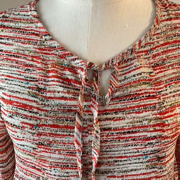 PAINTED THREADS peplum style long sleeve blouse / top. Crop front multi color XS - Picture 3 of 13